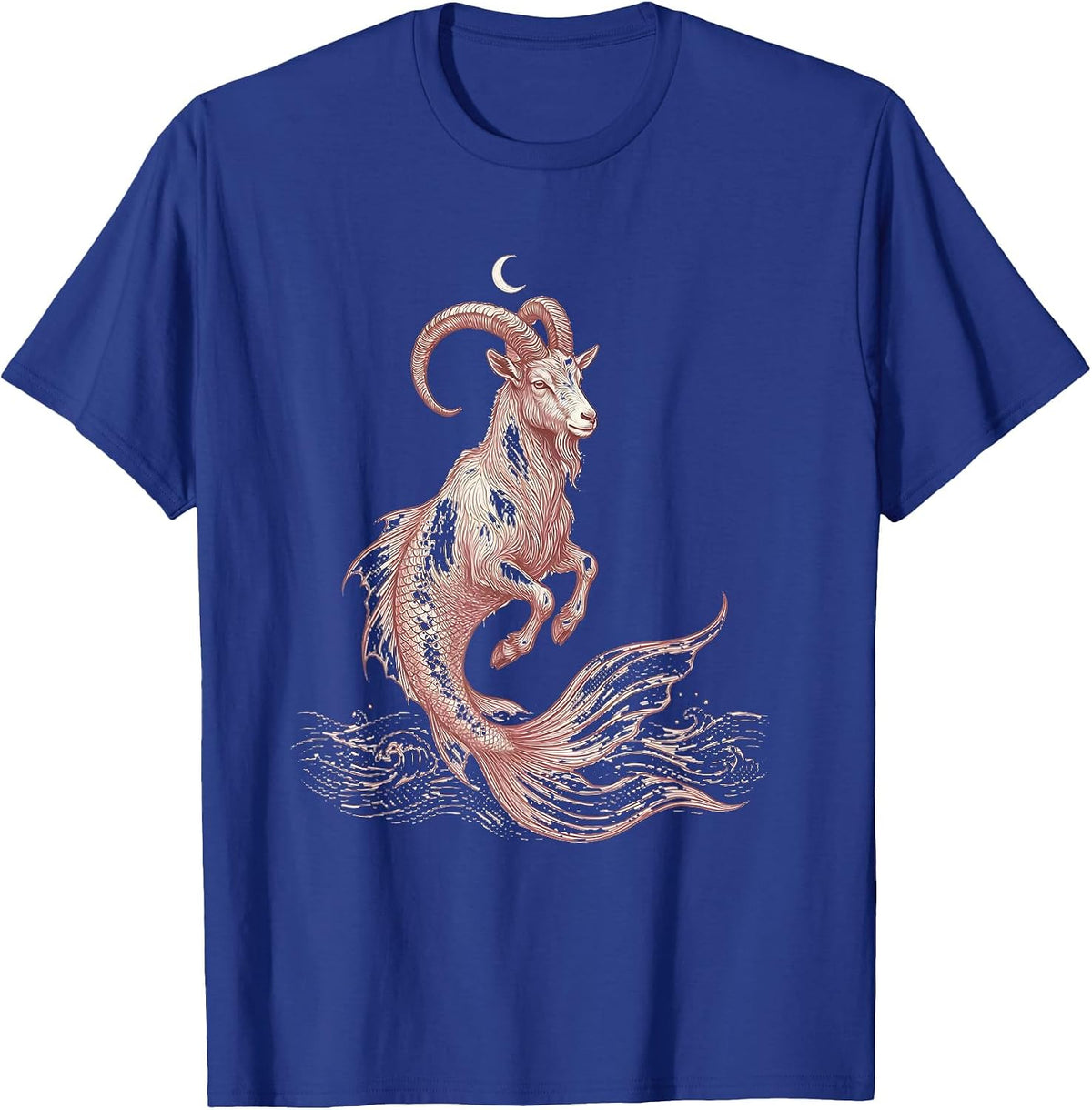 Capricorn Sea-Goat Rising Ocean Waves Zodiac T-Shirt - Royal Blue