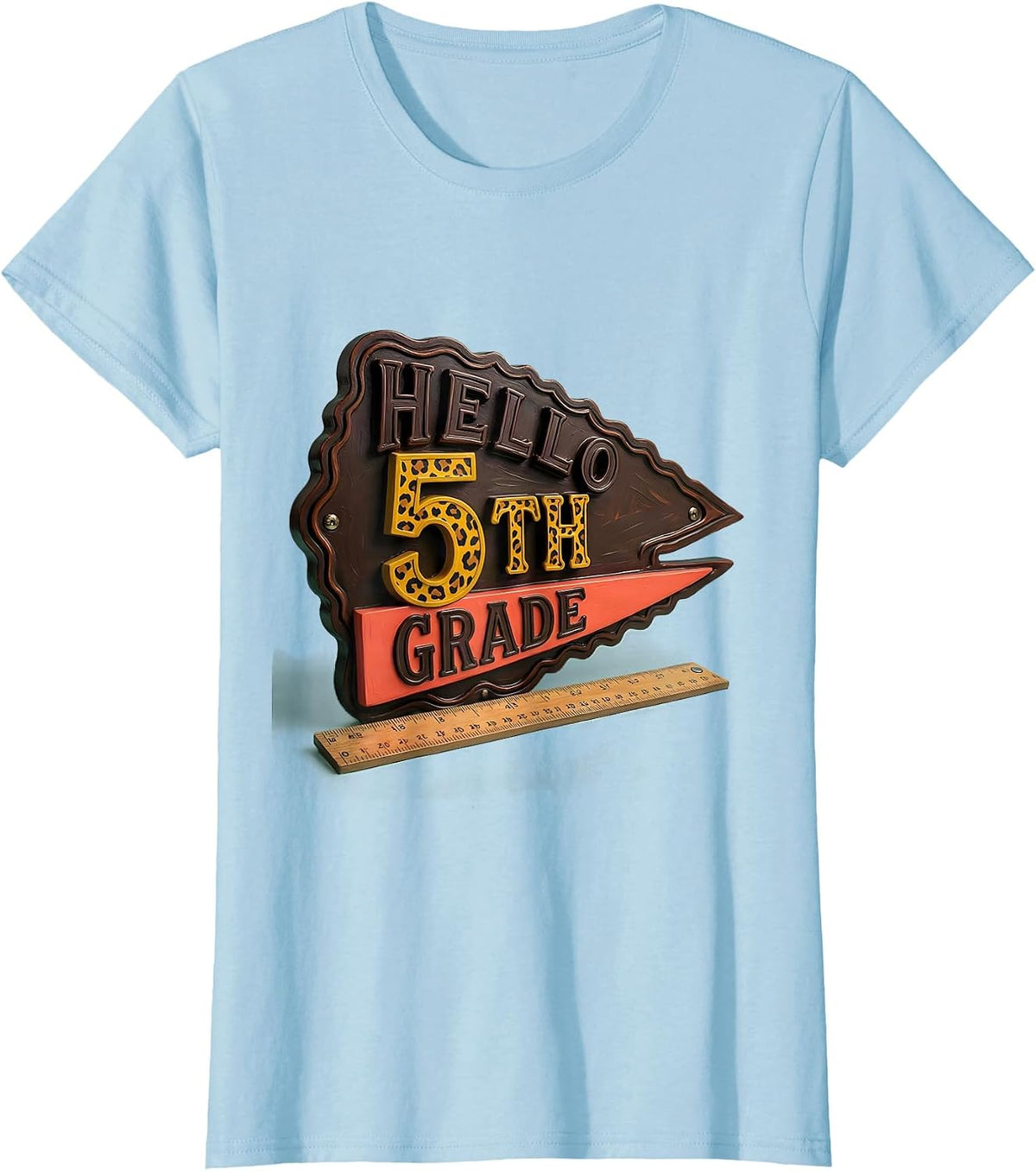 Hello 5th Grade Cheerful Back To School Girl Teacher T-Shirt - Baby Blue