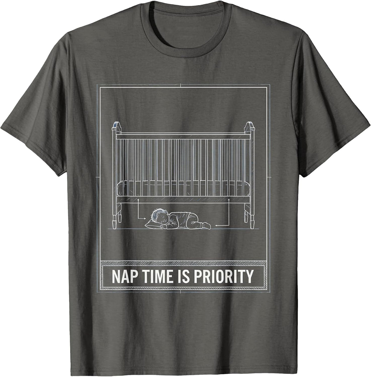 Nap Time Is Priority Funny Daycare Teacher Infant Care Humor T-Shirt - Asphalt Grey