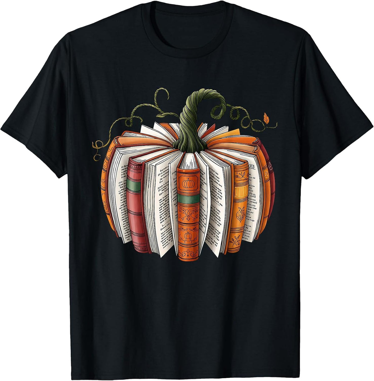 Retro Funny Fall Book Pumpkin Witch Bookworms Librarians T-Shirt - Black