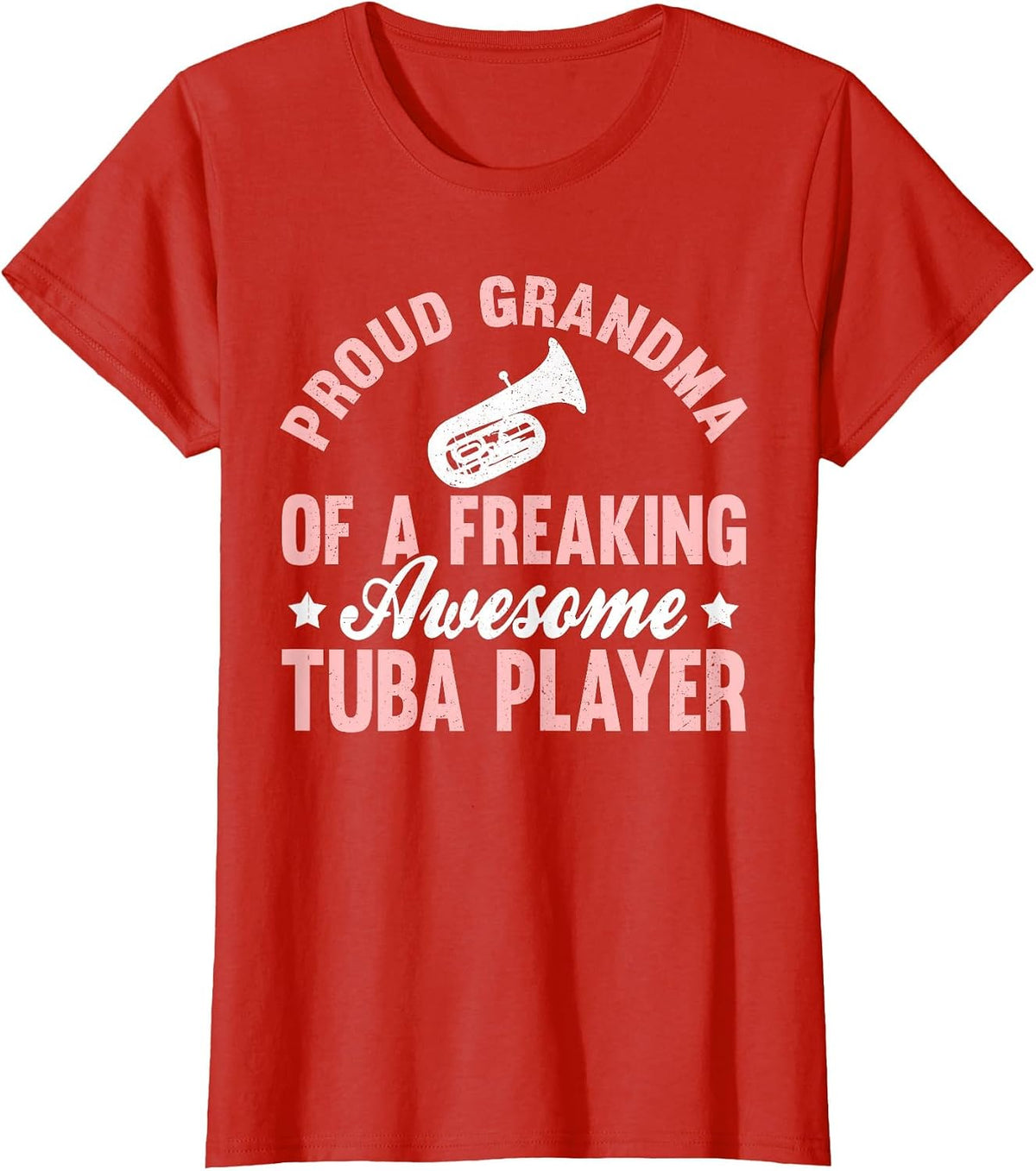 Tuba Player Marching Band Grandma T-Shirt - Red