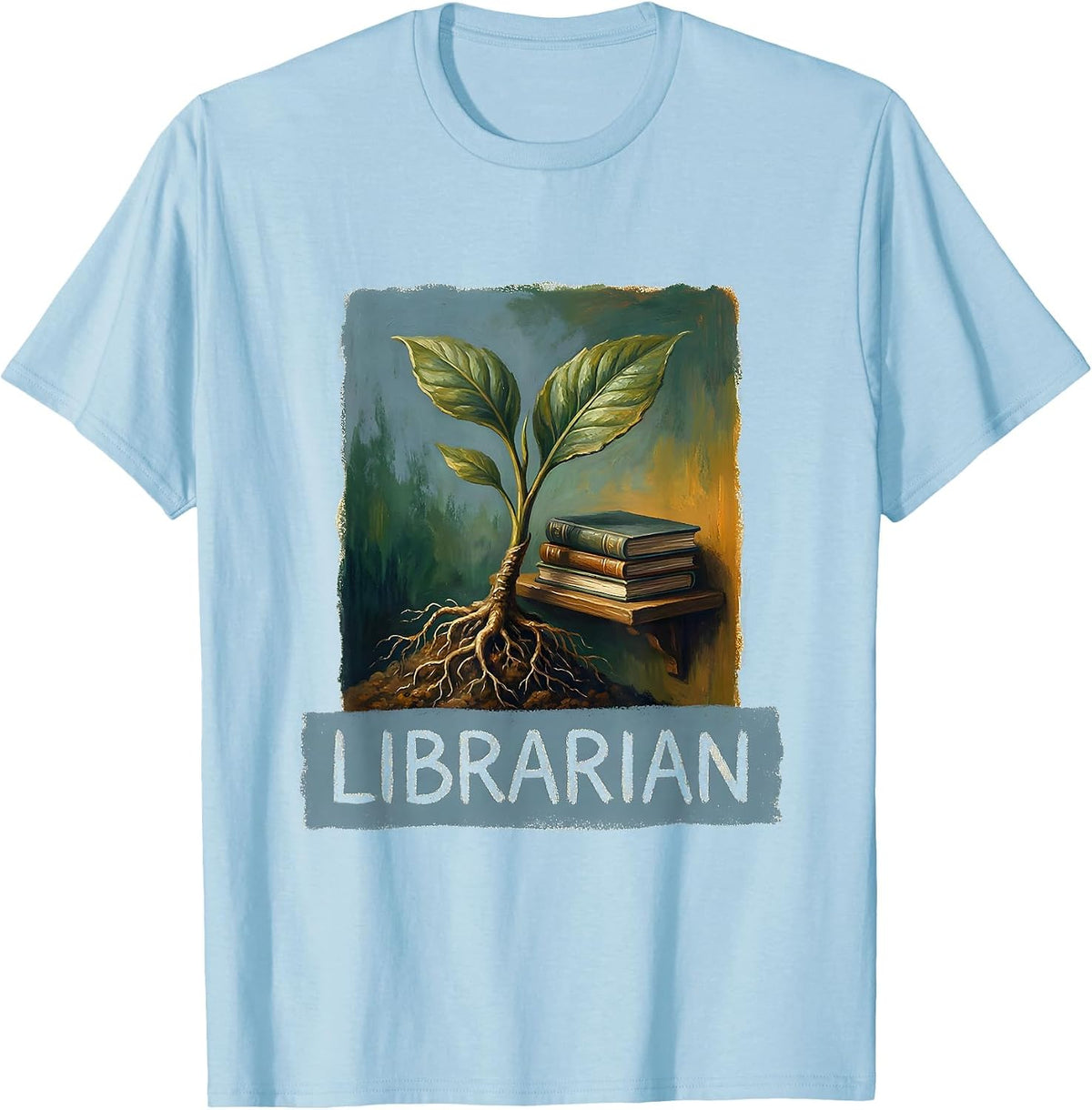 Librarian Storybook Floral Teacher Gift School Start T-Shirt - Baby Blue