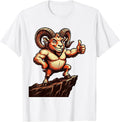 Men's Mountain Goat Jagged Cliff Edge Wildlife Illustration T-Shirt - White