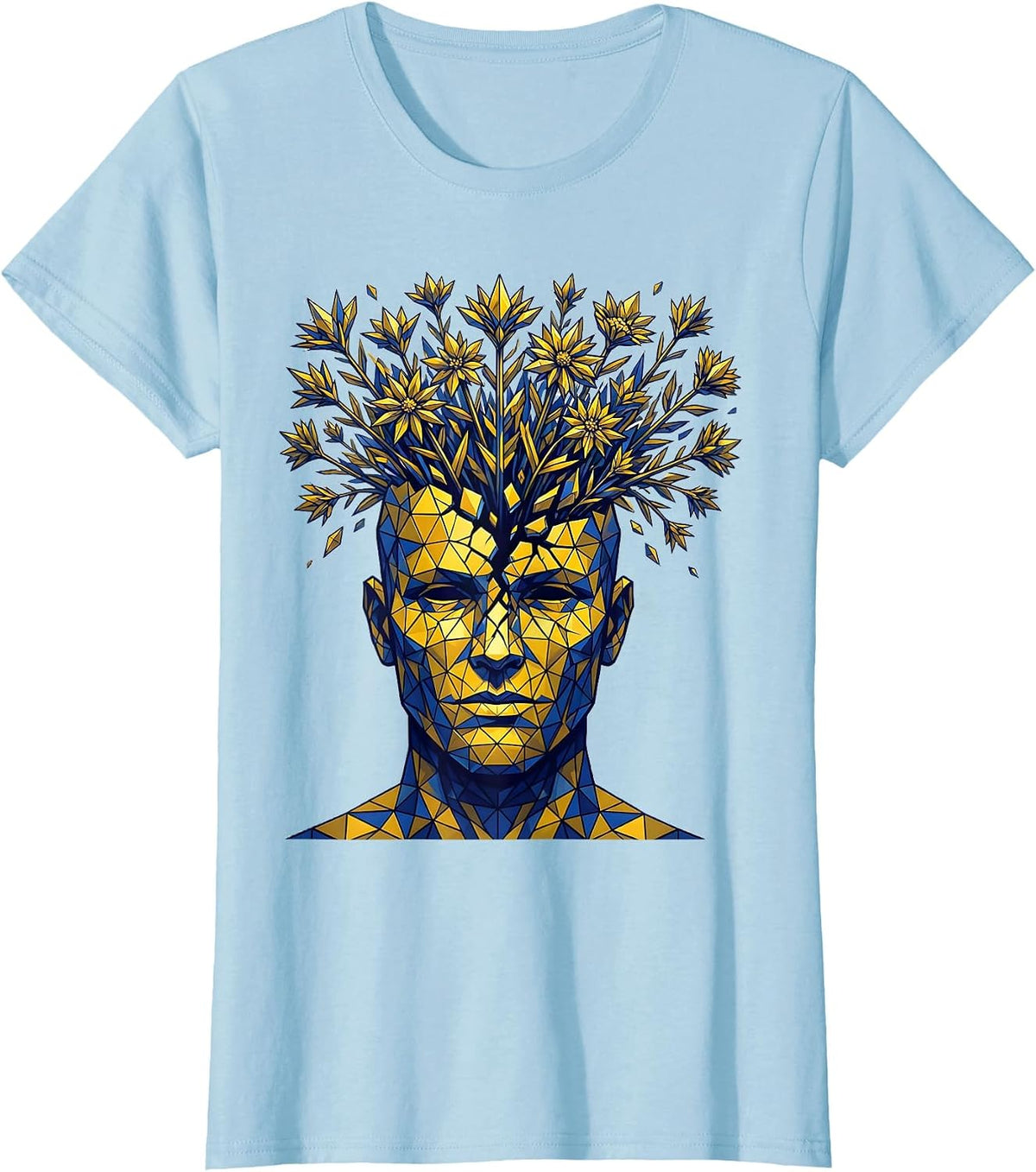 Dyslexia Wildflower Mind Blooming Brain Art T-Shirt - Baby Blue