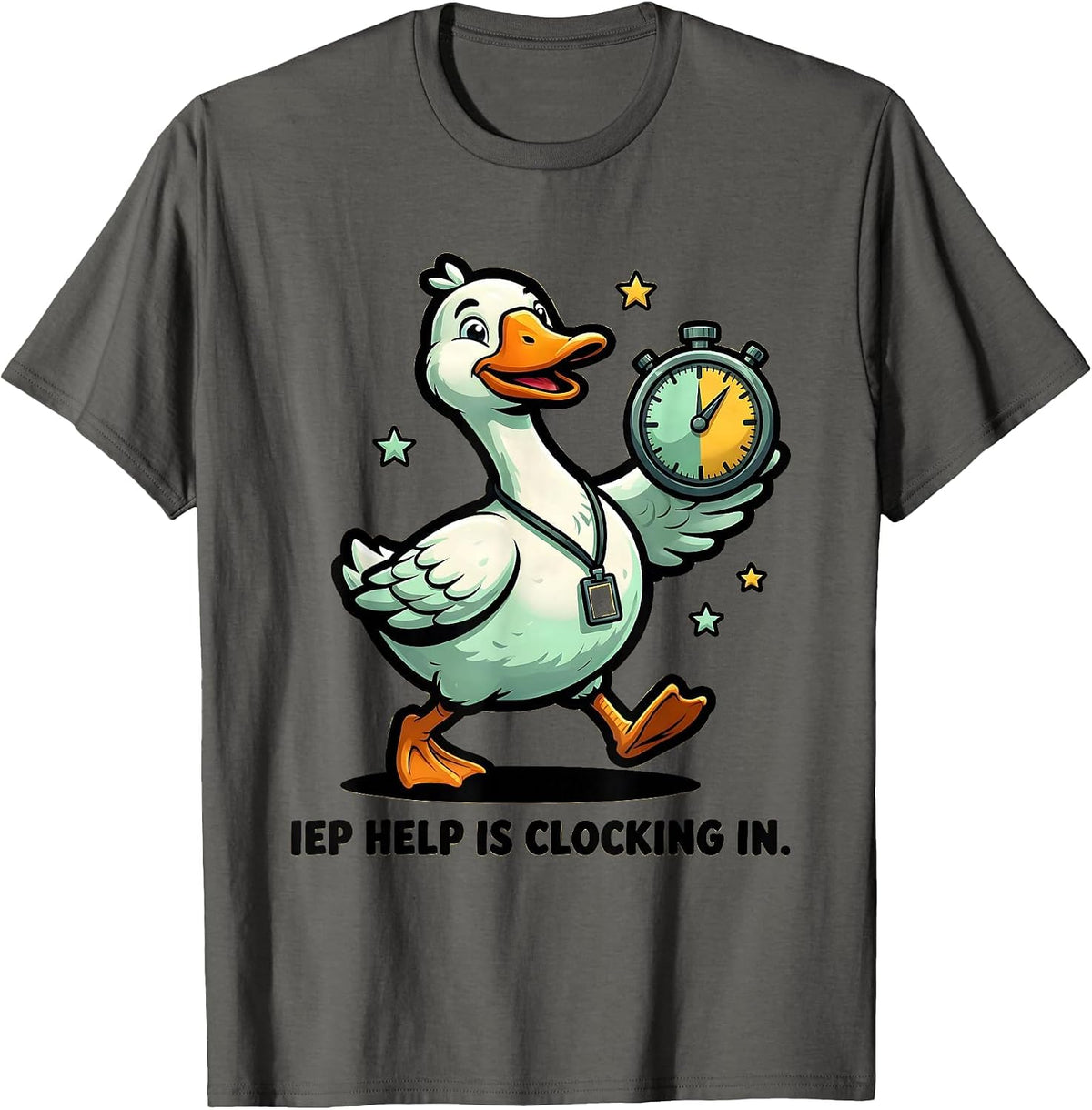 Men's IEP Help Is Clocking In Funny Special Education Teacher SPED T-Shirt - Asphalt Grey