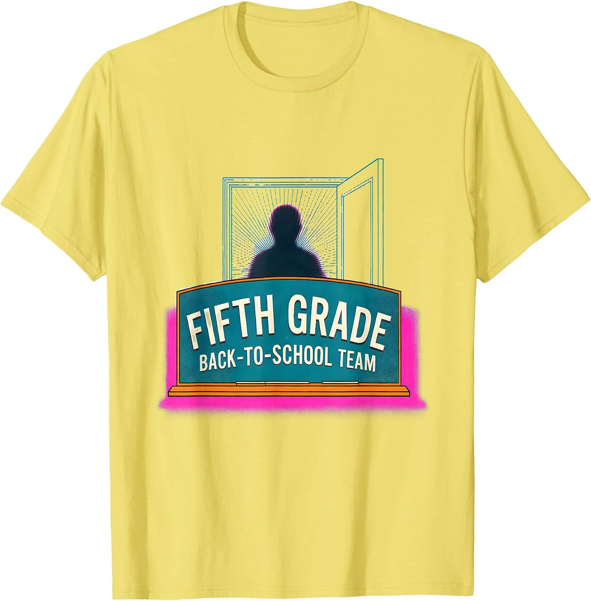 Men's Fifth Grade Back-to-School Team Fifth Grade Teacher Back T-Shirt - Lemon Yellow