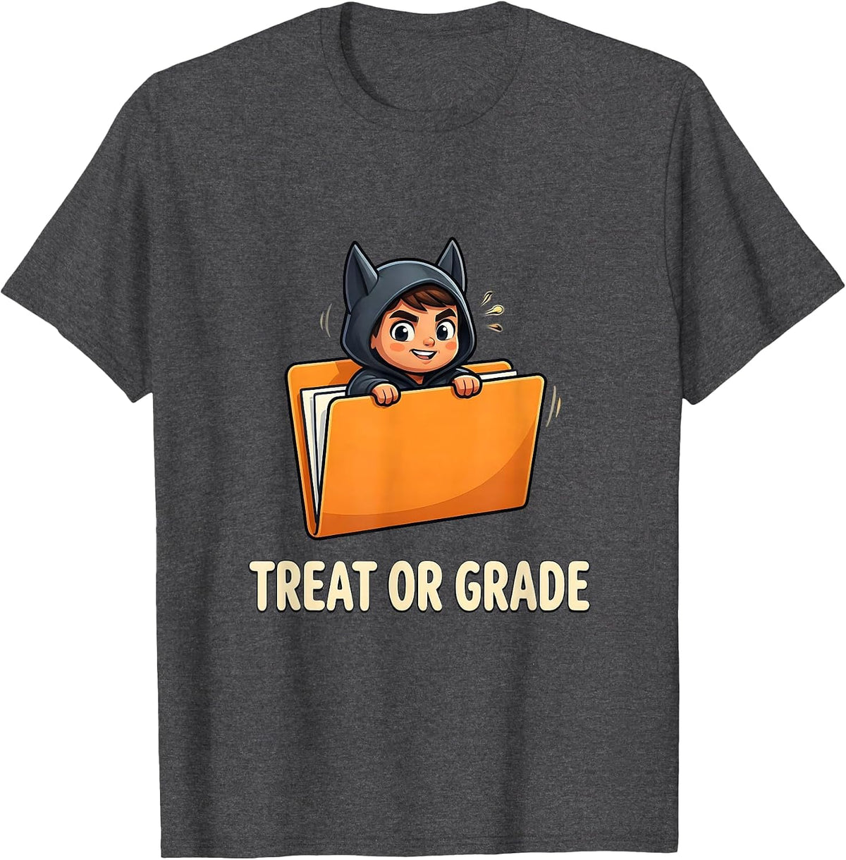 Treat Or Grade Funny Teacher Halloween Costume Pun Humor T-Shirt - Dark Heather Grey