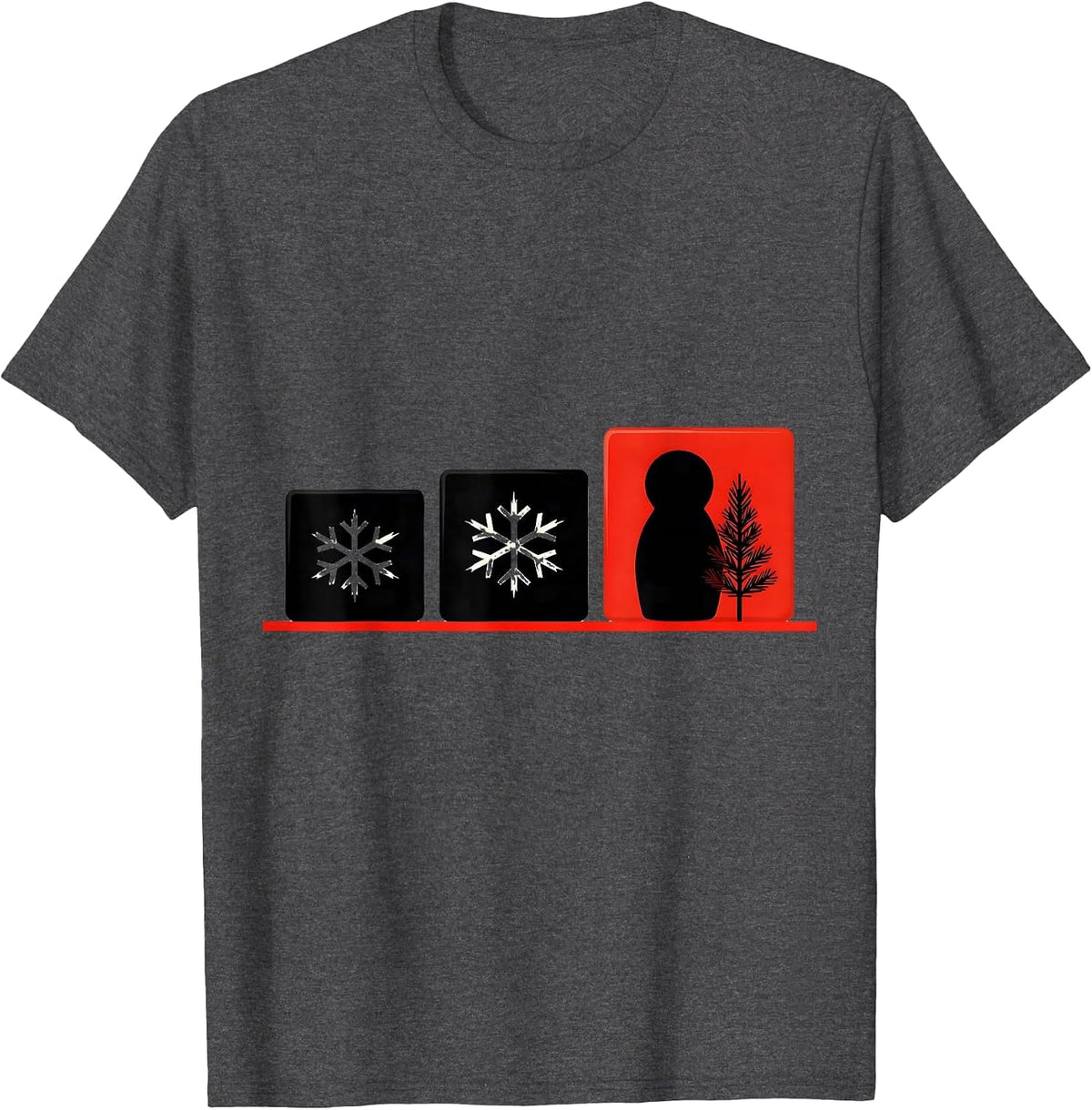 Geometric Calendar Nesting Doll Winter Russian Heritage T-Shirt - Dark Heather Grey