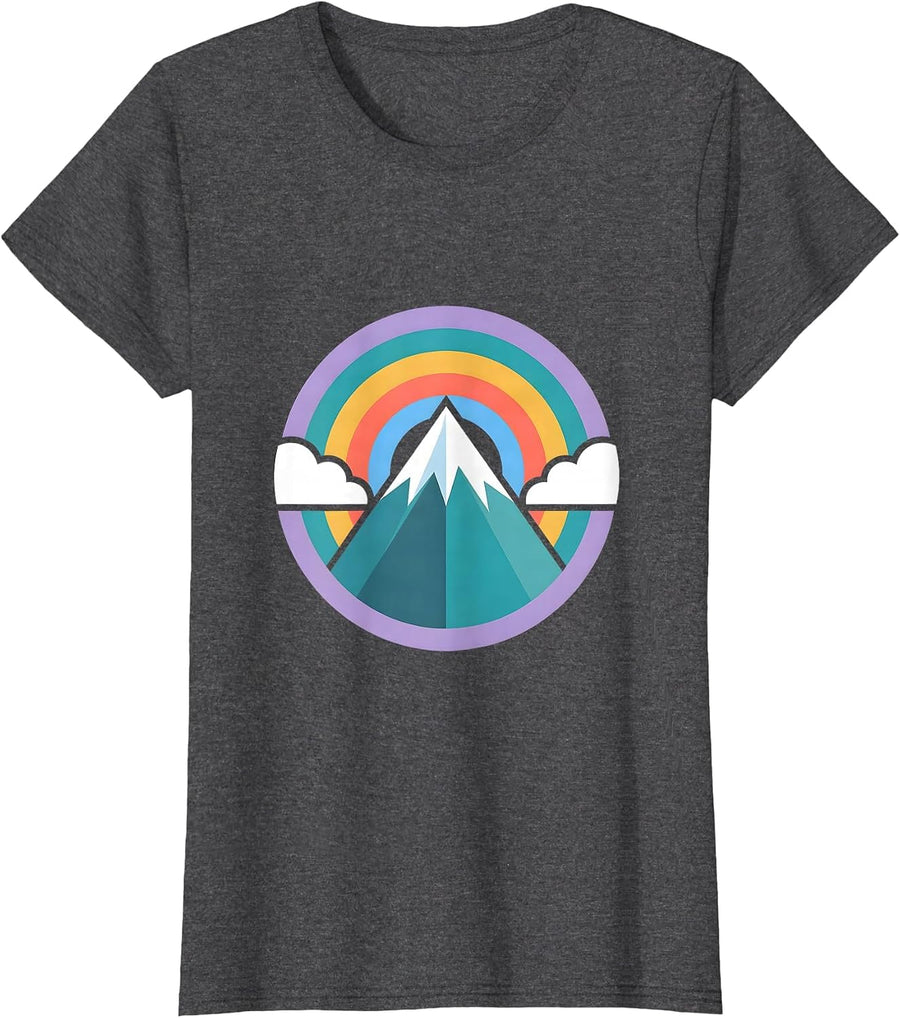 Women's Autism Awareness Mountain Rainbow Summit Design T-Shirt - Dark Heather Grey