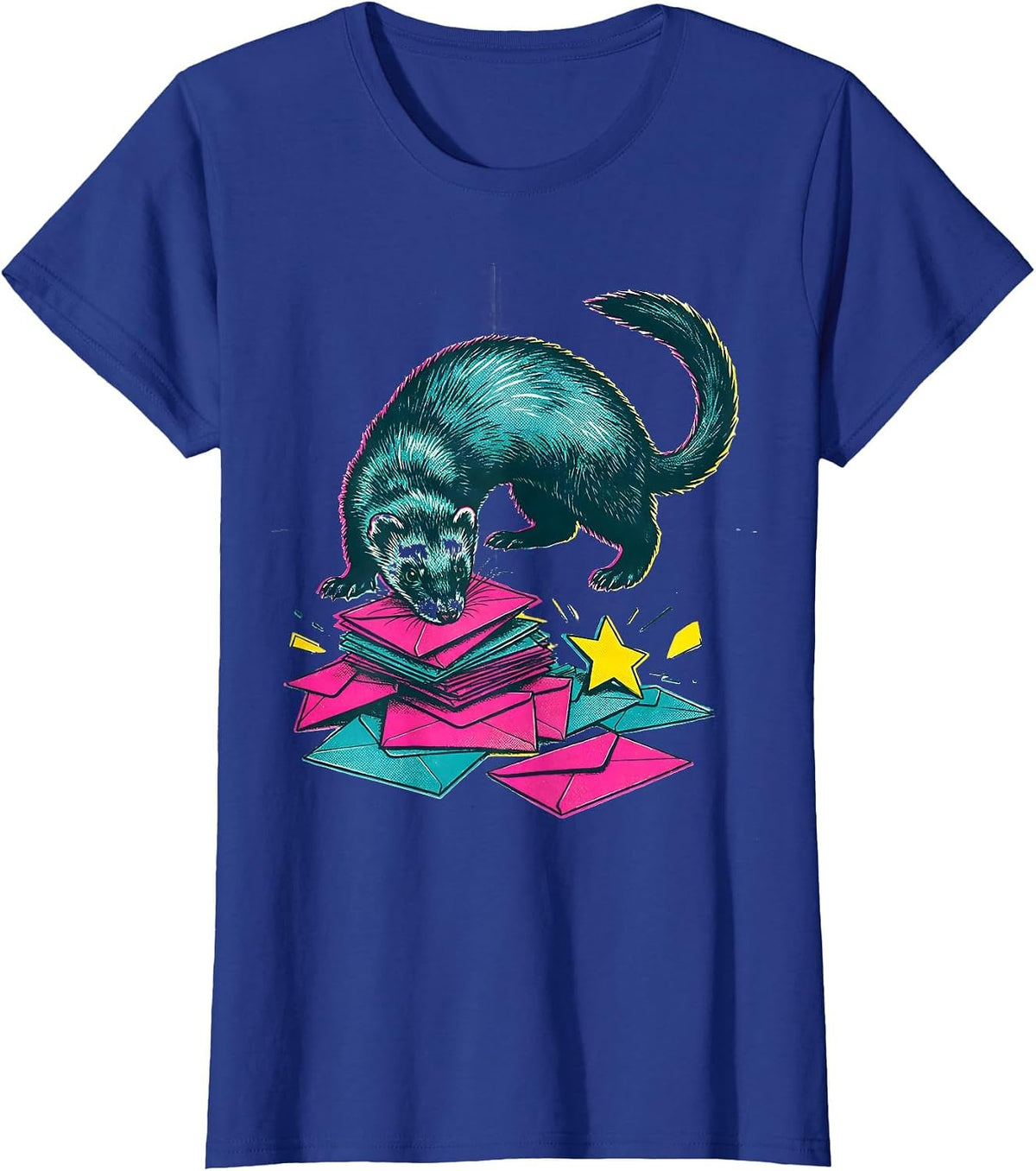 Women's Ferret Burrow Chaos Holiday Humor Gift T-Shirt - Royal Blue