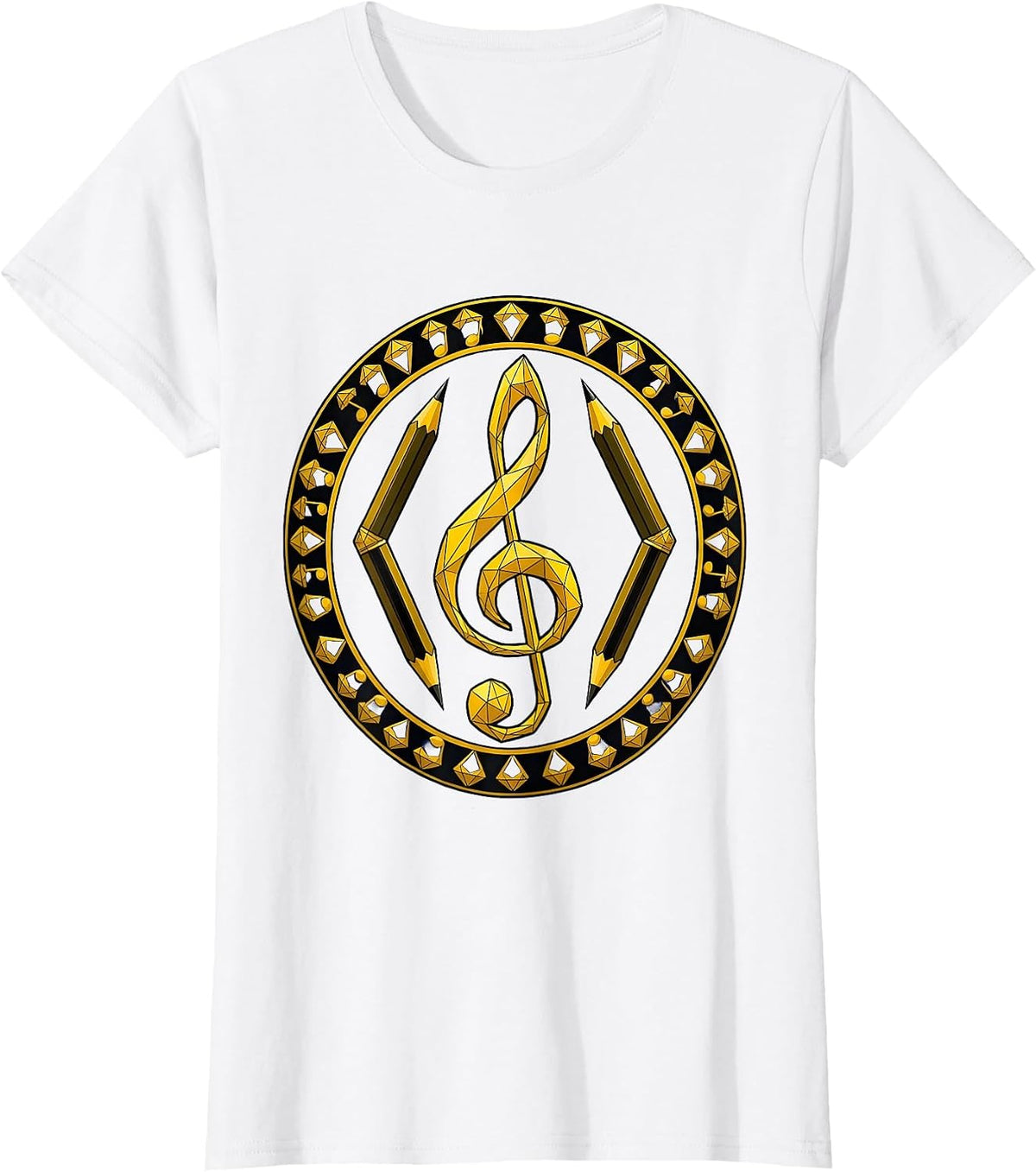 Music Teacher Pencil Treble Clef Illustration T-Shirt - White