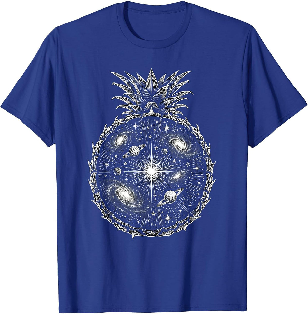 Men's Cosmic Pineapple Galaxy Universe Illustration T-Shirt - Royal Blue