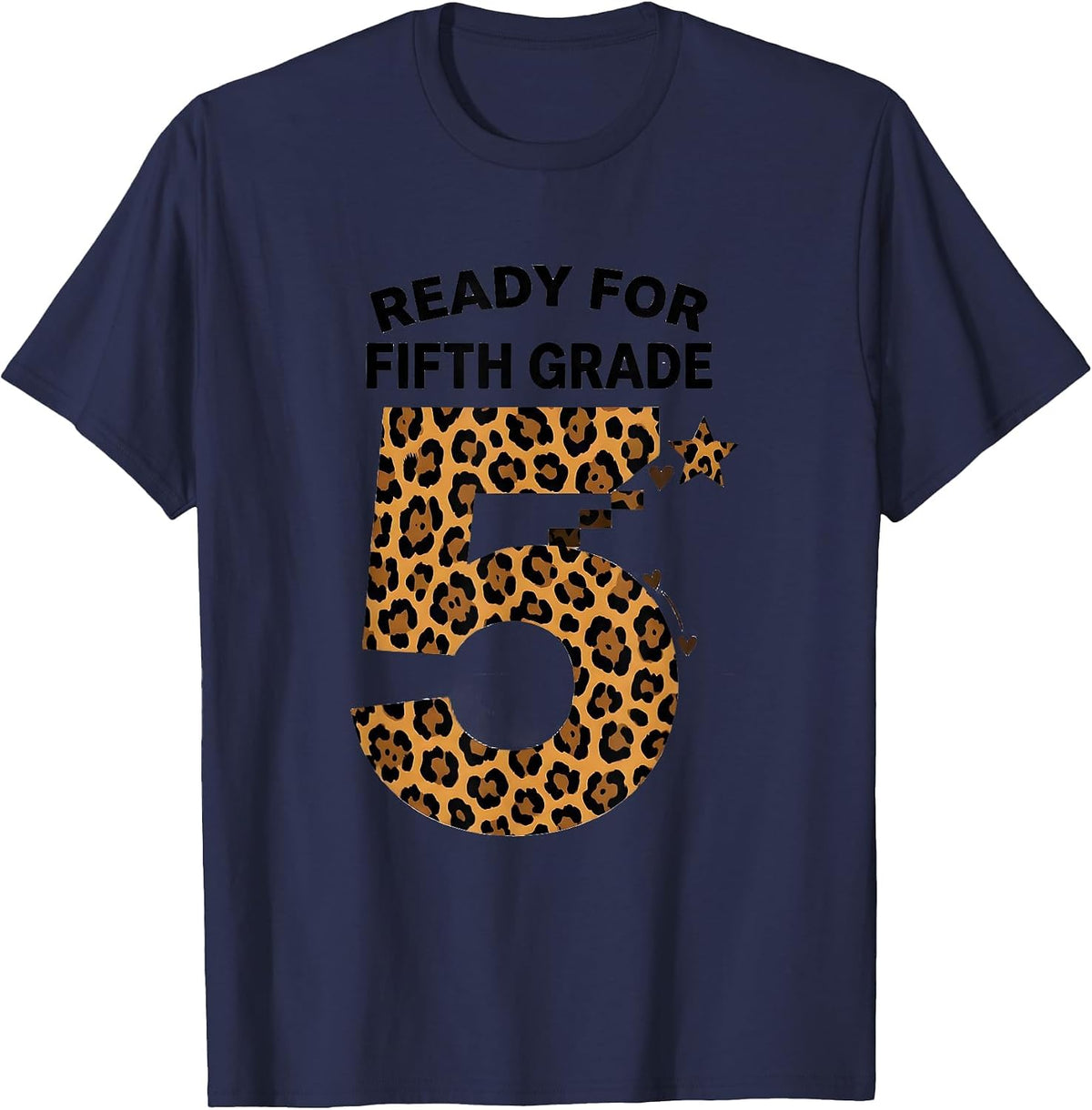Men's Ready For Fifth Grade Leopard Print Teacher Back To School T-Shirt - Navy Blue
