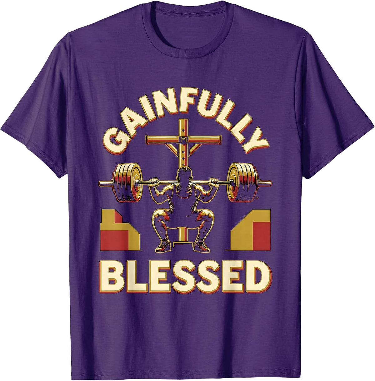 Gainfully Blessed Funny Christian Weightlifter Scripture T-Shirt - Purple