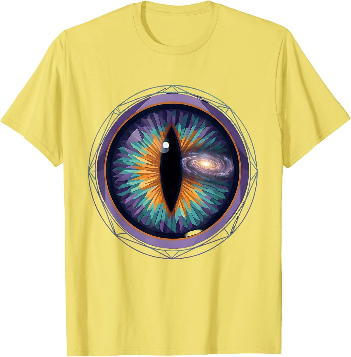 Men's Cat Eye Galaxy Reflection Cosmic Universe Art T-Shirt - Lemon Yellow
