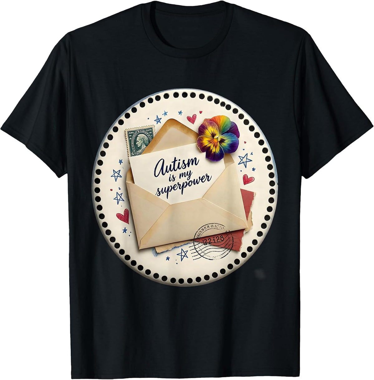 Men's Autism Is My Superpower Awareness Design T-Shirt - Black
