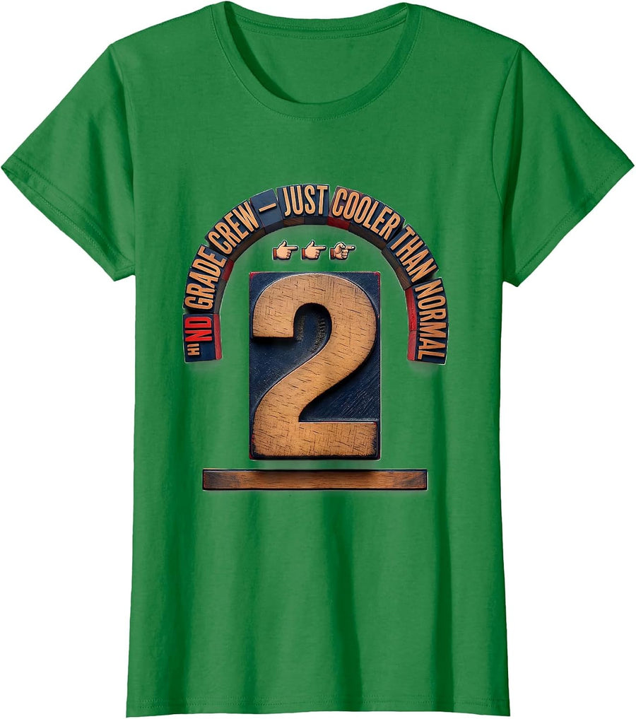 Women's 2nd Grade Crew Just Cooler Than Normal Teacher T-Shirt - Kelly Green