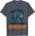 This Shell Knows Patience Cute Sea Turtle Lover T-Shirt - Heather Blue