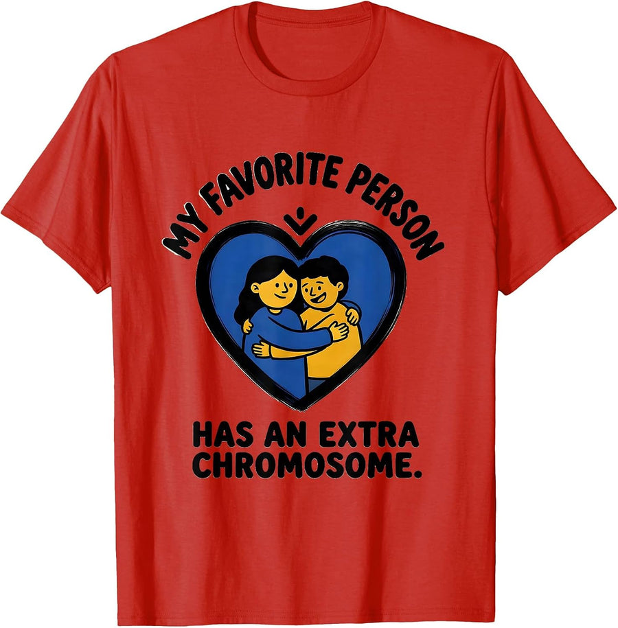 Men's My Favorite Person Has An Extra Chromosome Family Support T-Shirt - Red