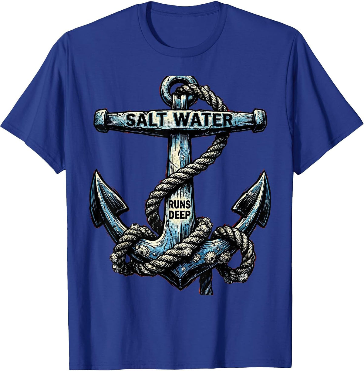 Salt Water Runs Deep Caribbean Design T-Shirt - Royal Blue