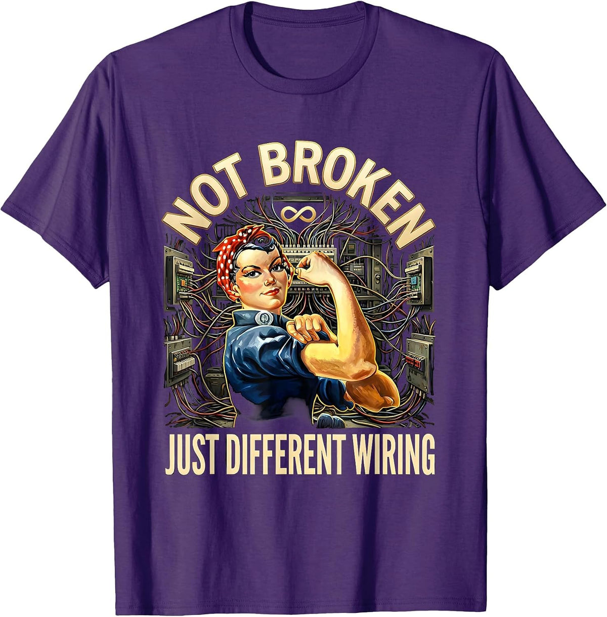 Not Broken Just Different Wiring Autism Design T-Shirt - Purple