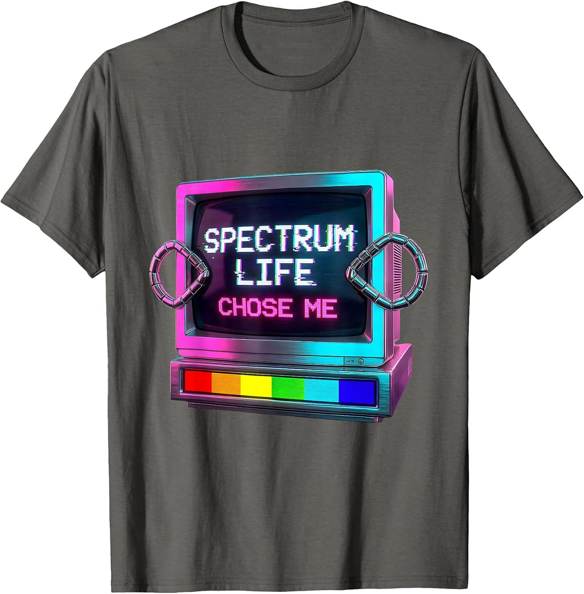 Men's Spectrum Life Chose Me Autism Awareness Design T-Shirt - Asphalt Grey