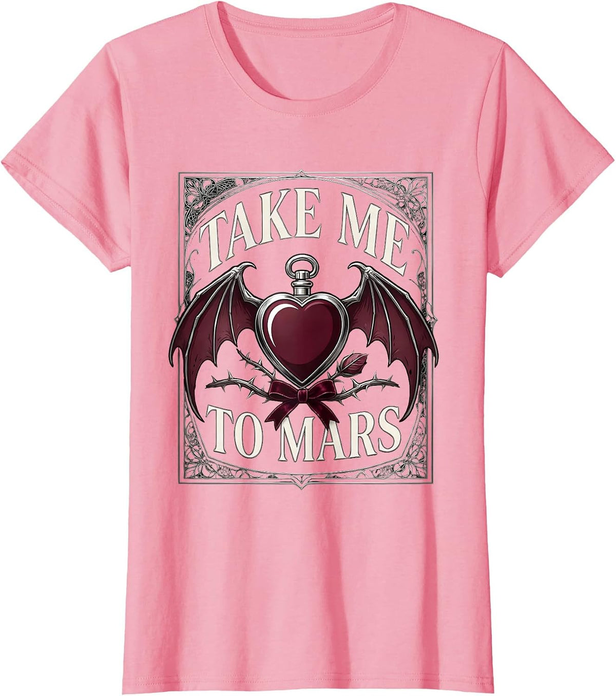 Women's Take Me to Mars Space Exploration Design T-Shirt - Pink