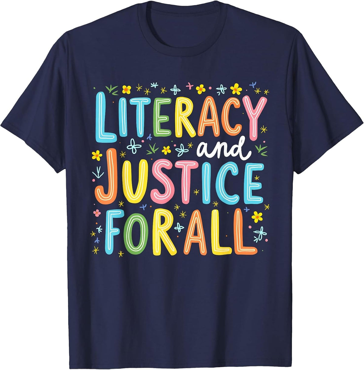 Literacy and Justice for All Protect Banned Books Library T-Shirt - Navy Blue