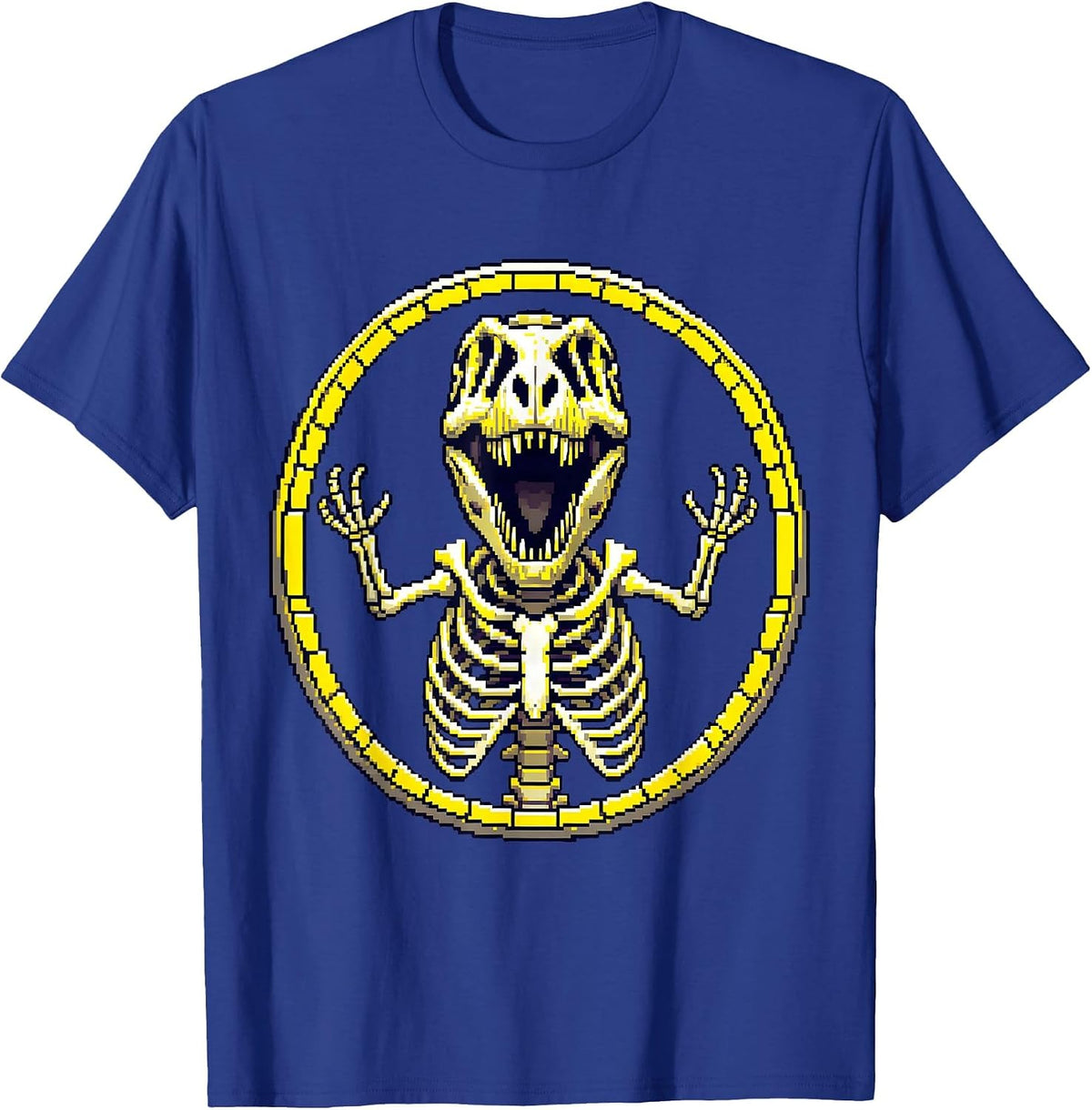 Men's T-Rex Skeleton Mid-Roar Dinosaur Graphic T-Shirt - Royal Blue