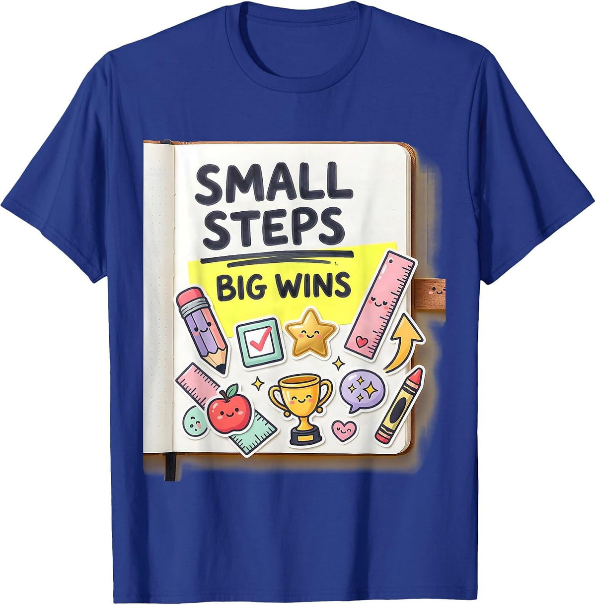 Small Steps Big Wins Sped Teacher Design T-Shirt - Royal Blue