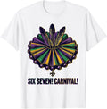 Men's Six Seven! Carnival Risograph Meme Kids Mardi Gras Humor T-Shirt - White