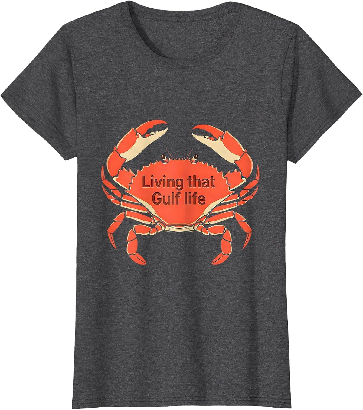 Women's Living That Gulf Life Gulf of Mexico Design T-Shirt - Dark Heather Grey