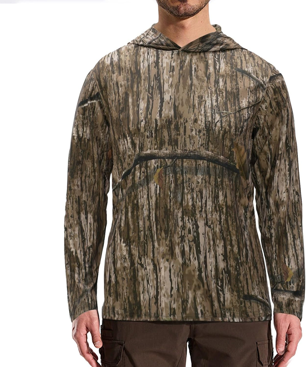 Camo Hoodie Long Sleeves Hunting Shirts for Men Quick Dry UPF 50+ Hiking Fishing Shirt with Hood - Ents Brown