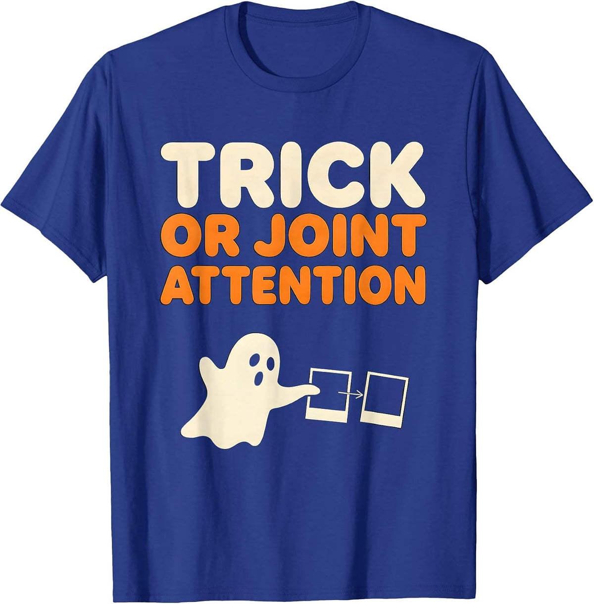 Men's Trick Or Joint Attention Funny SLP Ghost Speech Therapy T-Shirt - Royal Blue