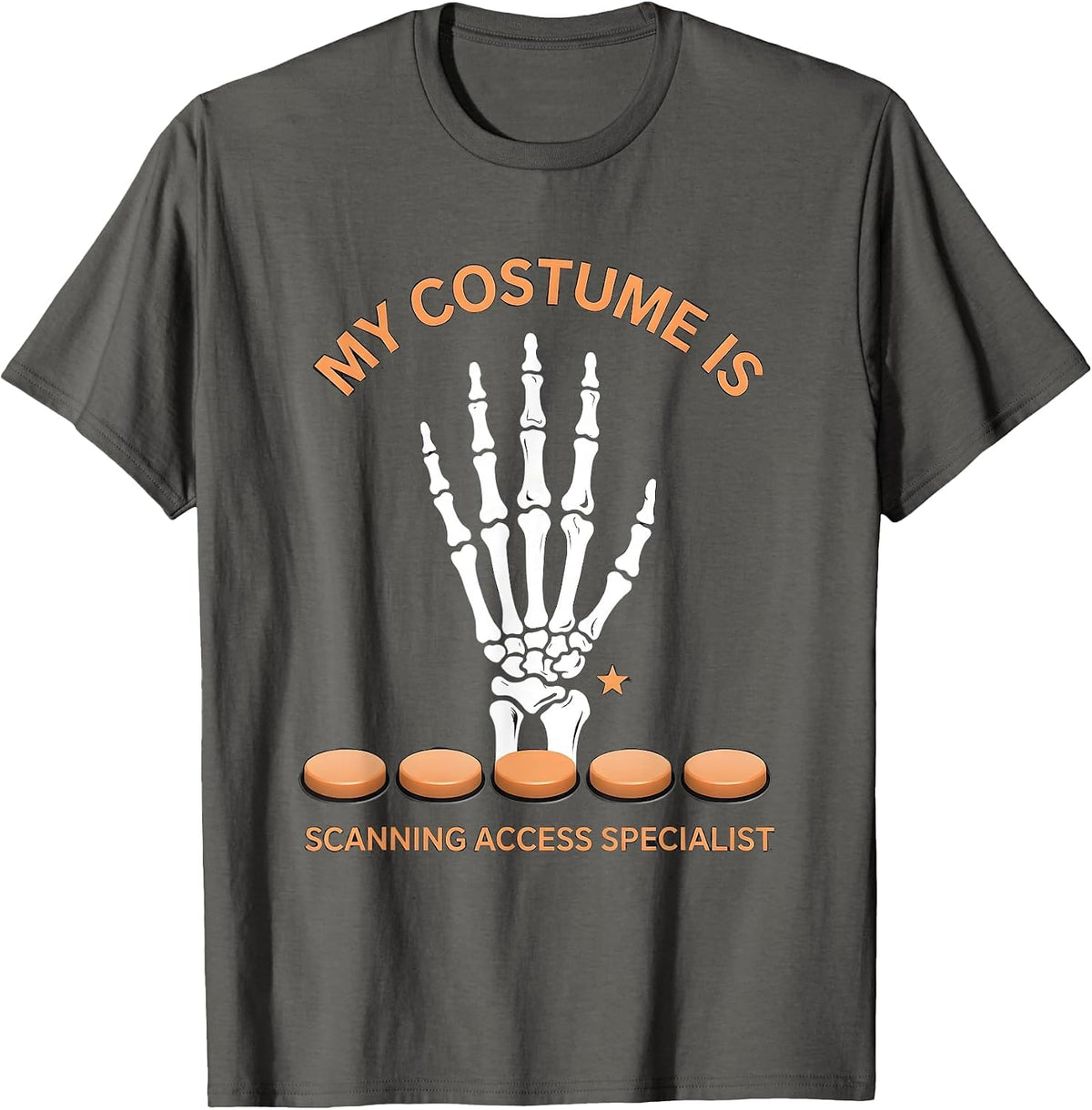 My Costume Is Scanning Access Specialist SLP Humor T-Shirt - Asphalt Grey