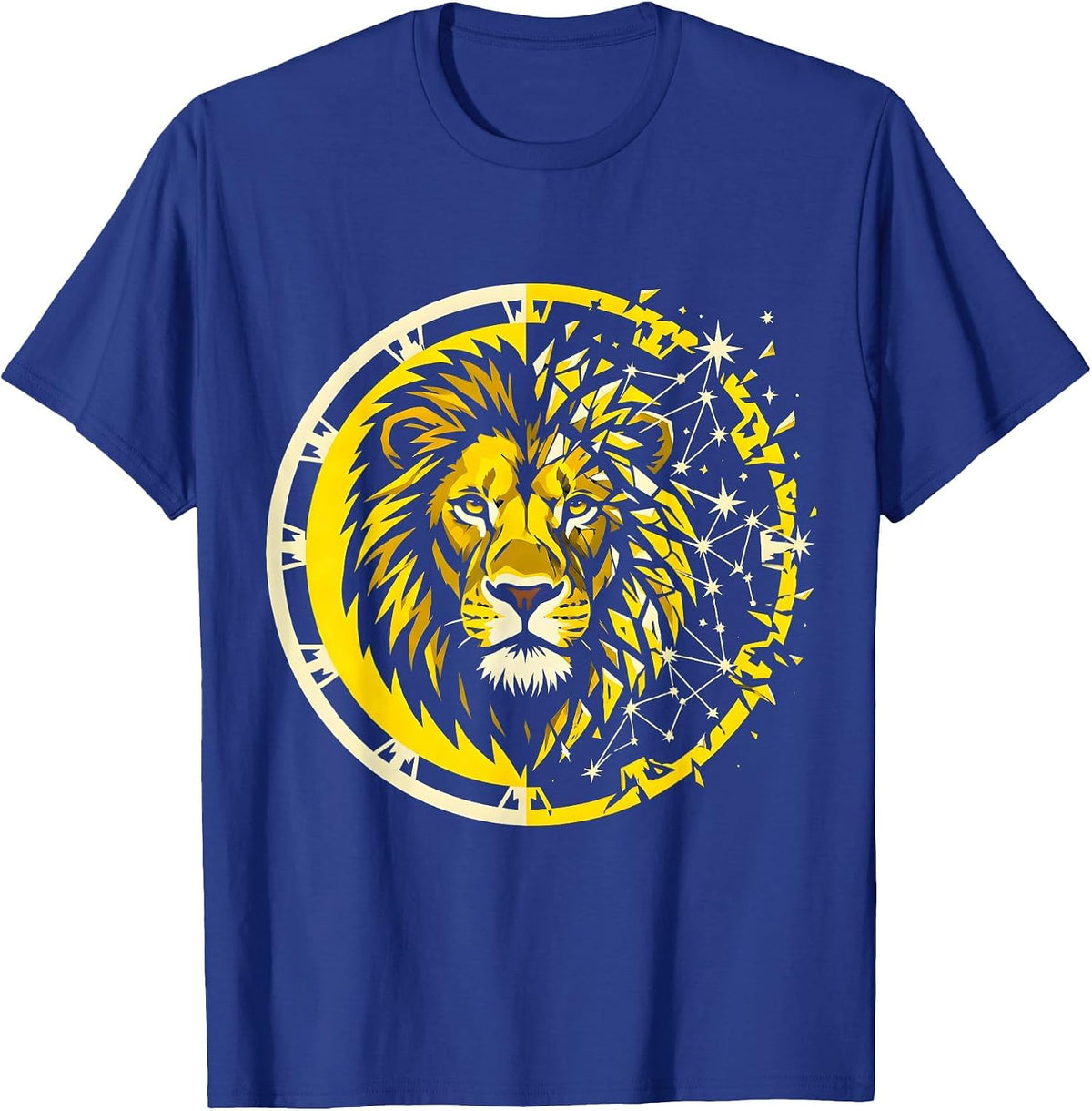 Men's Lion Constellation Dissolving Into Stars Graphic T-Shirt - Royal Blue