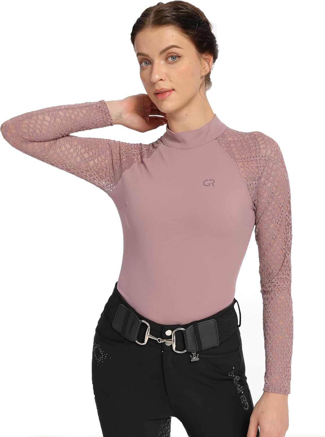 Long Sleeve Horse Riding Top, Women's Equestrian Show Shirt - Grape Shake