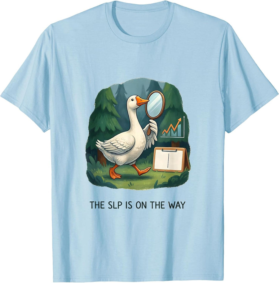 Men's The SLP Is On The Way Funny Special Education Teacher T-Shirt - Baby Blue
