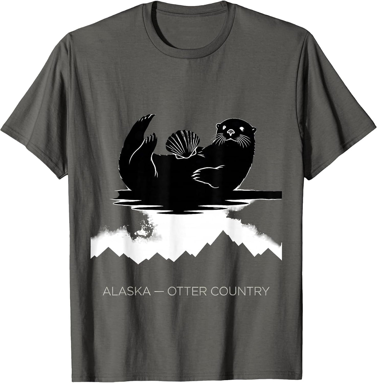 Alaska Otter Country Vintage Alaska Wildlife Souvenir T-Shirt - Asphalt Grey