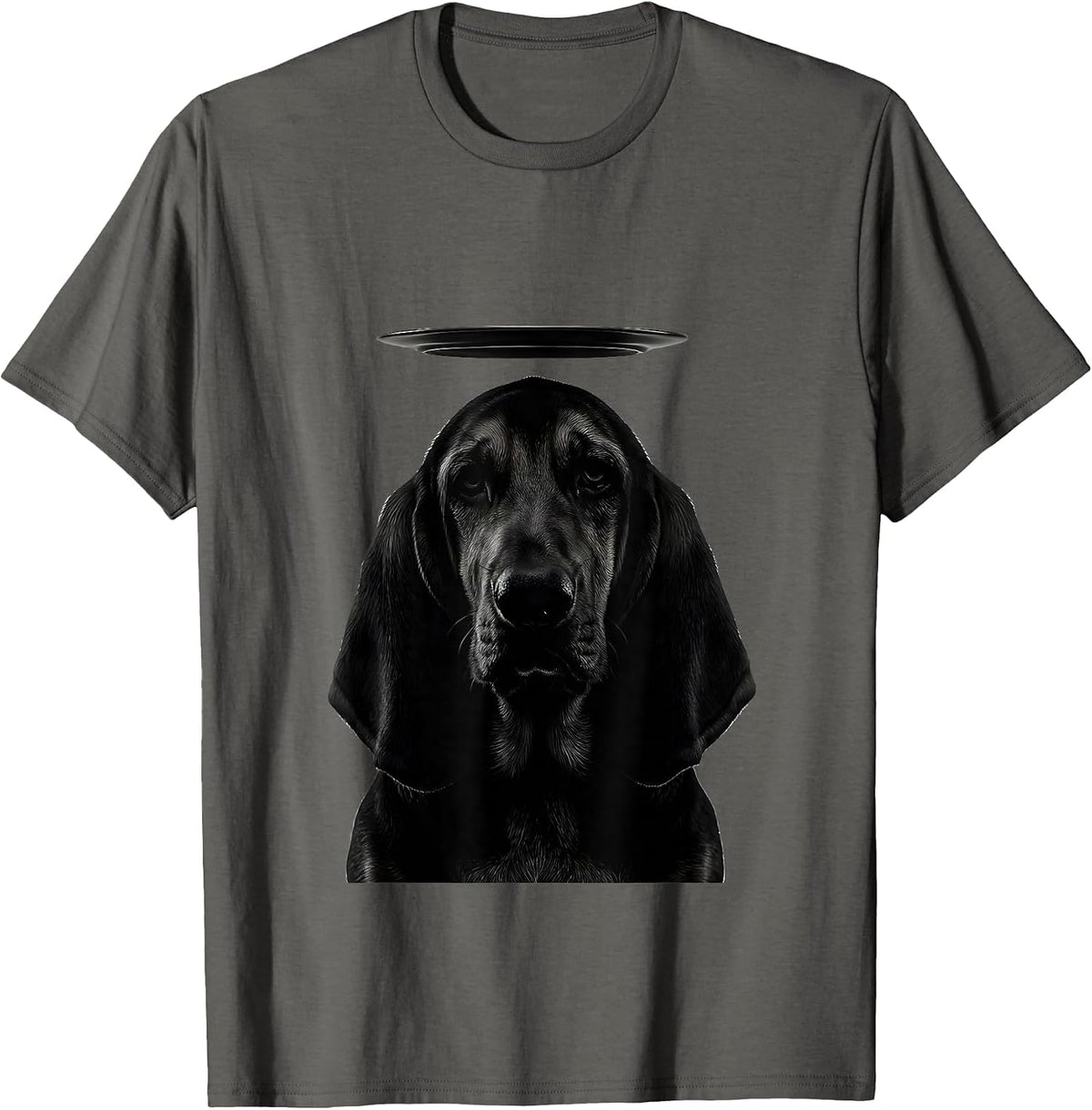 Basset Hound UFO Abduction Minimalist Dog Lover Humor T-Shirt - Asphalt Grey