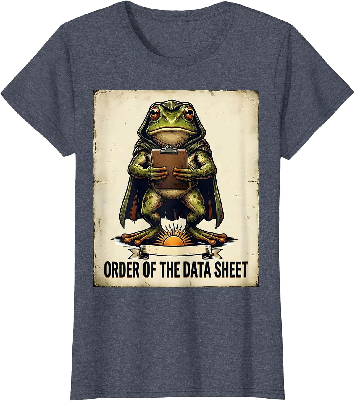 Order of the Data Sheet Vintage Frog Teacher Back To School T-Shirt, Women, Heather Blue, Medium - As Pictured