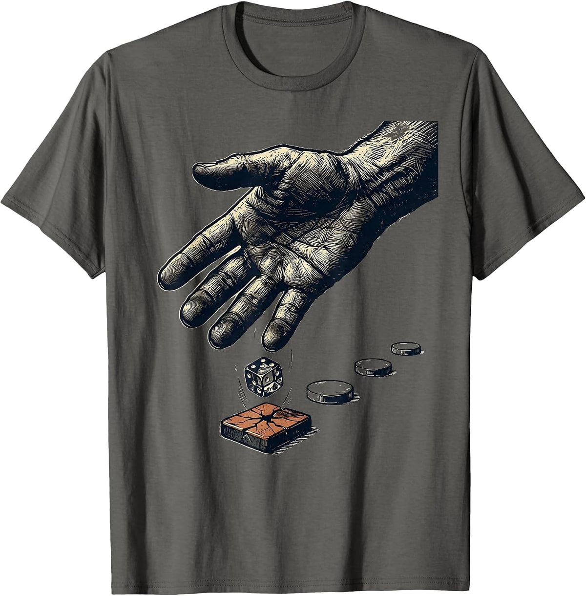 D20 Dice Drop Funny Tabletop Gamer Gift for Boys Dads T-Shirt - Asphalt Grey