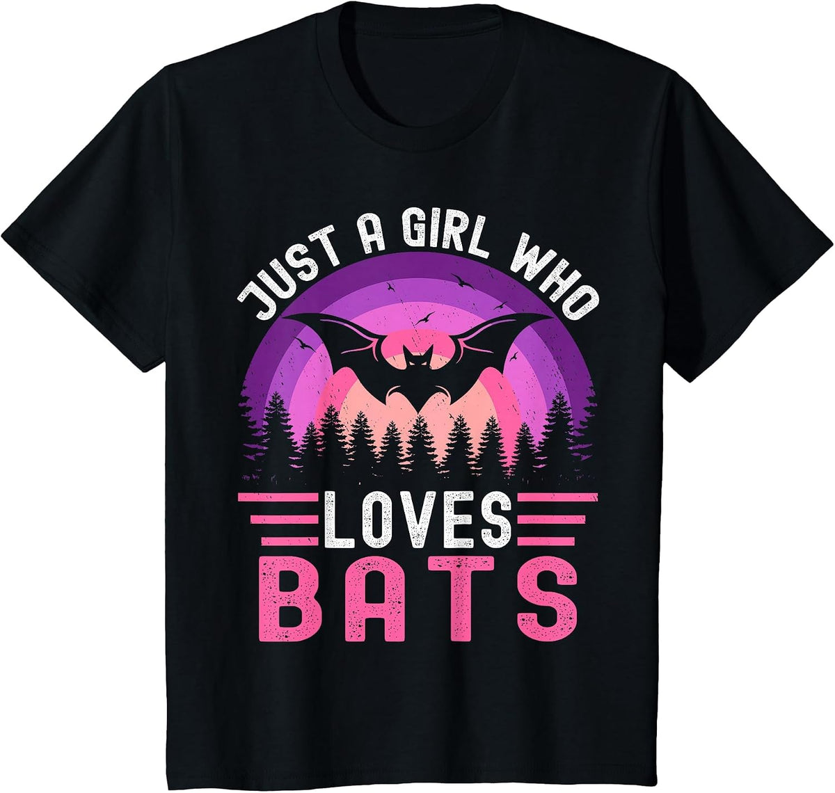 Vintage Bat Just a Girl Who Loves Bats Funny Bat Halloween T-Shirt - Black