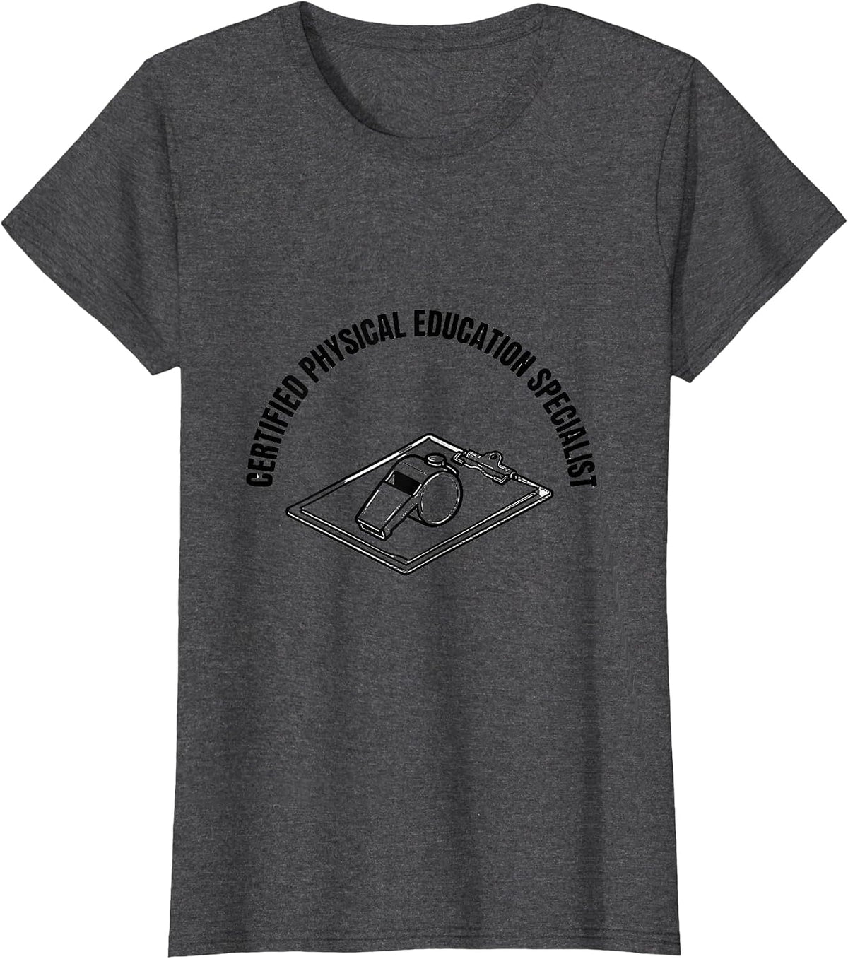 Certified Physical Education Specialist PE Teacher T-Shirt, Women, Dark Heather Grey, XX-Large - As Pictured