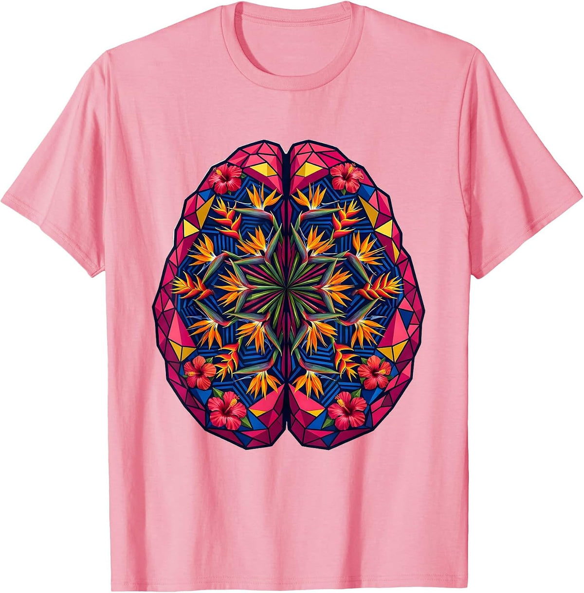 Men's Autism Awareness Floral Brain Bloom Art T-Shirt - Pink
