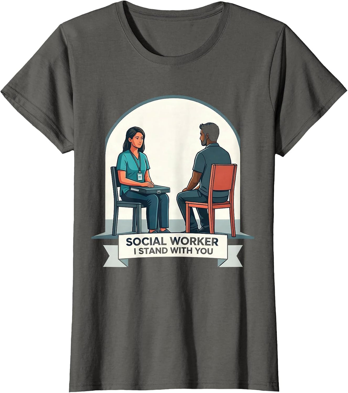 Women's Social Worker I Stand With You Vintage Advocate Support T-Shirt - Asphalt Grey