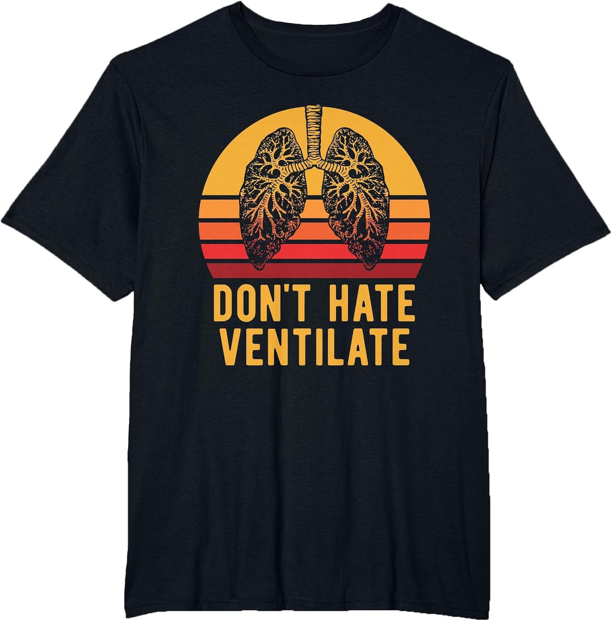 Retro Lungs Pulmonary Rehab Ventilate Respiratory Therapist T-Shirt - Black