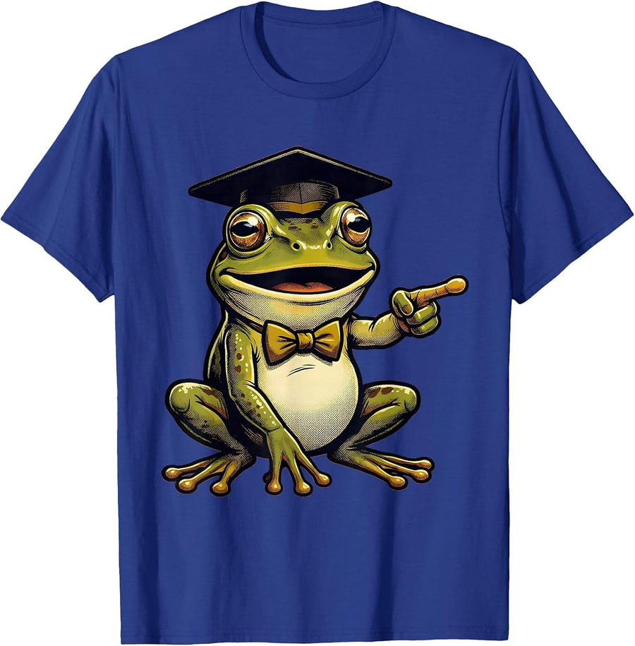 Frog Professor Chalkboard Equations Illustration T-Shirt - Royal Blue