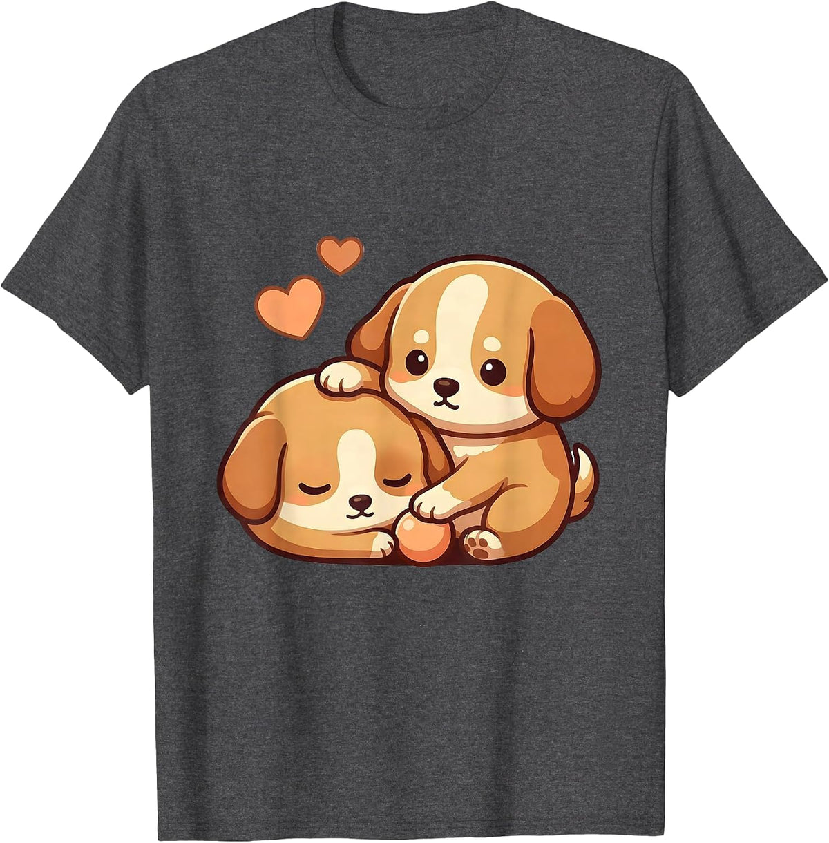 Cute Kawaii Puppies Neko Funny Dog Lover Gift T-Shirt - Dark Heather Grey