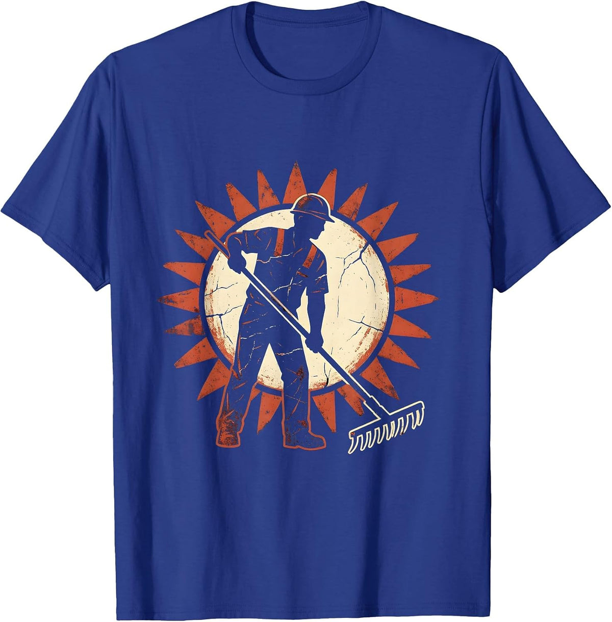 Labor Day Roadworker Asphalt Crew Illustration T-Shirt - Royal Blue